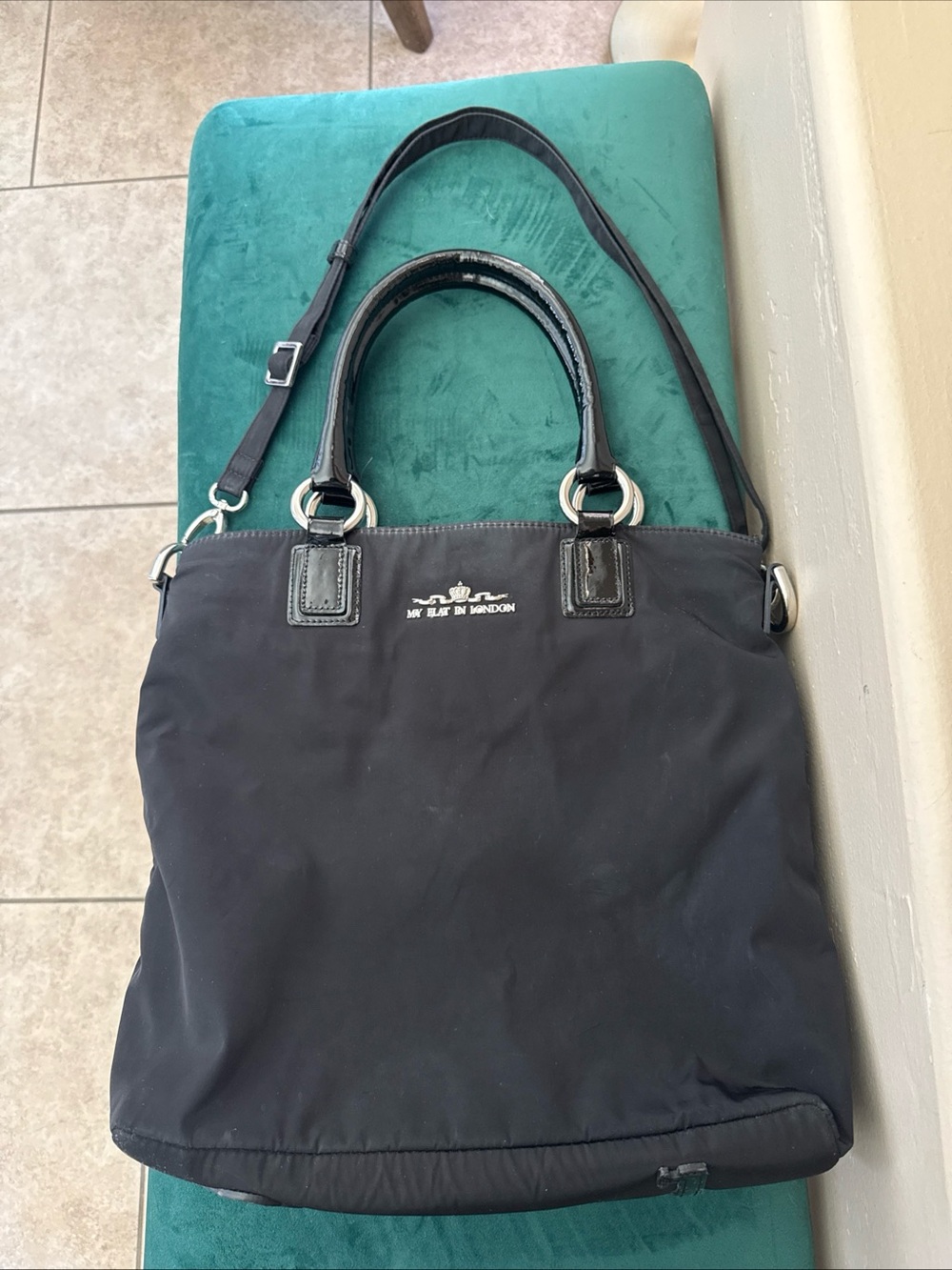 My Flat in London Black Tote Bag with Shoulder Strap